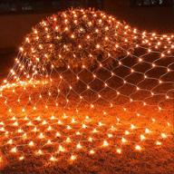 🎃 halloween net lights - twinkle star 360 leds, 12ft x 5ft, 8 modes, low voltage connectable mesh fairy string lights for christmas trees, bushes, outdoor garden decorations (orange) logo