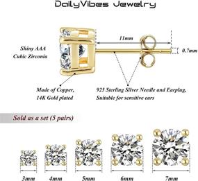 img 3 attached to 💎 Hypoallergenic Sterling Silver Zirconia Earrings for Girls' Jewelry