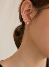 img 2 attached to 💎 Hypoallergenic Sterling Silver Zirconia Earrings for Girls' Jewelry