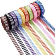 🎀 craftdady 10 roll bundle of 3/8 inch gingham polyester ribbon - plaid tartan fabric craft ribbon roll for hair accessories, crafting, wrapping, parties (10 yards per roll) logo