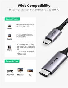 img 3 attached to UGREEN USB C to HDMI Cable 4K 60HZ for iPad Mini 6, MacBook, Samsung Galaxy S20 S10 - 6FT Braided Cord