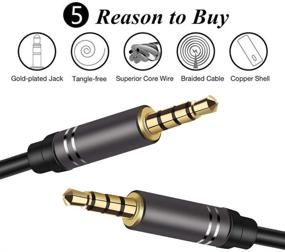 img 1 attached to 🎧 High-Quality 2-Pack 4ft Male to Male Audio Cable Extension | Jeselry 4-Pole Hi-Fi Stereo Sound 3.5mm Aux Cable Adapter for All 3.5mm-Enabled Devices in Car | 1.2M - Black