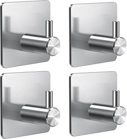 img 4 attached to 🧲 Gogenic Adhesive Hooks - Waterproof Stainless Steel Sticky Hooks for Hanging - Bathrooms and Bedrooms - Coat, Hat, Robe, Towel Hook Wall Mount - 4-Packs (Silver)