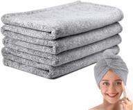 💆 thicken and lengthen ultra-fine microfiber hair drying towel - 43 x 23 inches - 1 piece - original magic instant hair towel wrap for women - super absorbent quick-dry hair towel for curly long hair - grey logo