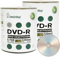 smartbuy 200-disc 4.7gb/120min 16x dvd-r silver inkjet hub printable: high-quality blank recordable discs for efficient media storage logo