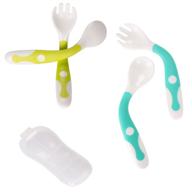 baby utensils spoons forks set: travel-friendly case, easy grip, heat-resistant & bendable - perfect for feeding training & self-feeding – 2 sets logo