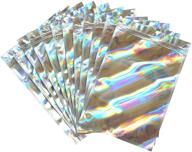 🌈 100-pack colorful holographic bags: resealable smell proof mylar packaging for jewelry, lip gloss, candy & more (2.75"x3.93") логотип