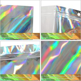 img 2 attached to 🌈 100-Pack Colorful Holographic Bags: Resealable Smell Proof Mylar Packaging for Jewelry, Lip Gloss, Candy & More (2.75"x3.93")