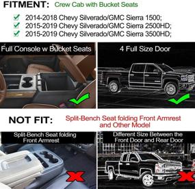 img 3 attached to 🚘 JKCOVER Совместимо с аксессуарами для Chevy Silverado / GMC Sierra 2014-2018 - Вставки для подстаканника и карманов двери для центральной консоли - резиновые коврики для кабины экипажа с отдельными сидениями - набор из 31 элемента с красными вставками.