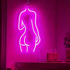 img 4 attached to 🌸 Personalized LED Pink Lady Back Neon Sign for Bedroom Living Coffee Shop Bar Club Wedding Party Decoration - Dimmable Switch Neon Light Sign for Wall Art