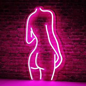 img 1 attached to 🌸 Personalized LED Pink Lady Back Neon Sign for Bedroom Living Coffee Shop Bar Club Wedding Party Decoration - Dimmable Switch Neon Light Sign for Wall Art