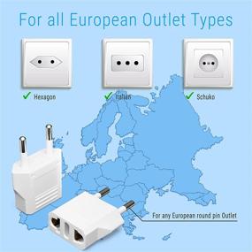 img 2 attached to 🔌 Unidapt European Plug Adapter Power Converter, USA to EU Europe Italy Travel Plug Adapters, American to European Outlet Adaptor (4 Piece)