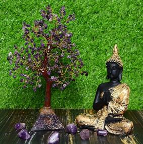 img 1 attached to 🌳 KUHVAI Handmade Amethyst Crystal Pyramid Tree: 300 Gemstones Feng Shui Bonsai Money Tree with Free Pendant for Good Luck - Size 9-11 Inch