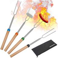 🌭 32-inch extendable stainless steel roasting forks for bbq, campfire, hot dog - marshmallow roasting smores sticks with telescoping camping accessories and safe design for kids - includes 4 sticks and storage bag логотип