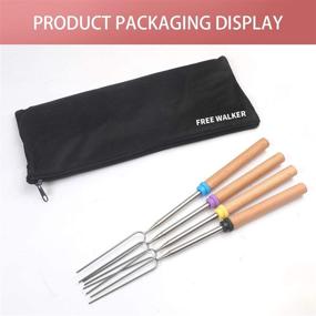 img 1 attached to 🌭 32-inch Extendable Stainless Steel Roasting Forks for BBQ, Campfire, Hot Dog - Marshmallow Roasting Smores Sticks with Telescoping Camping Accessories and Safe Design for Kids - Includes 4 Sticks and Storage Bag