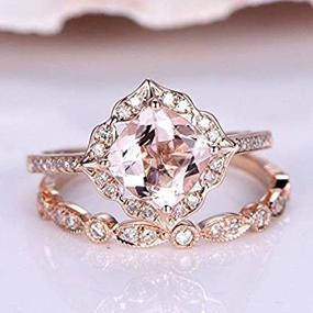 img 2 attached to 💍 Exquisite Tripmark Jewelry: Stunning 2PCS 18K Rose Gold Plate Morganite & White Topaz Ring Set Women Bridal Wedding (Size 7)