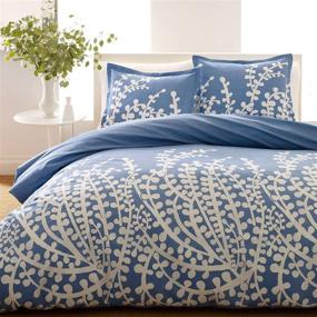 img 4 attached to Crisp and Elegant City Scene French Blue Branches Duvet Set - Full/Queen Size (166353)