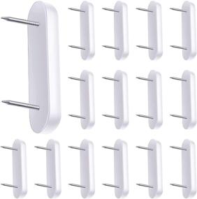 img 4 attached to 🔍 Durable Plastic Head Double Pins for Bed Skirts & Slipcovers - Set of 15 - White Furniture Chair Leg Glide Nails