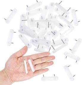 img 1 attached to 🔍 Durable Plastic Head Double Pins for Bed Skirts & Slipcovers - Set of 15 - White Furniture Chair Leg Glide Nails