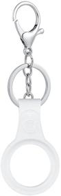 img 3 attached to 🔵 White AirTag Case - Compatible with Apple AirTag Accessories | Shockproof AirTag Holder with Keychain | Original Size AirTag Cover | Durable Air Tags Key Ring Loop