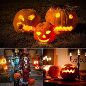 img 2 attached to 🎃 Litake Halloween LED Pumpkin Lights 4-Pack - Battery Operated Jack-O-Lantern Lights with Timer/Remote, Color Changing & Waterproof - Perfect for Halloween Pumpkin Decorations