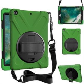 img 4 attached to ZenRich iPad 5th/6th Gen Case with Kickstand, Hand Strap, and Shoulder Strap - Army Green | Heavy Duty Shockproof Case for iPad 2017/2018 A1822/A1823/A1893/A1954