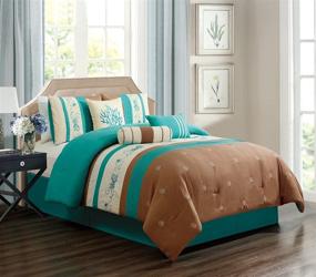 img 2 attached to GrandLinen Turquoise Embroidery Microfiber Comforter