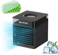 ultra-quiet portable usb air cooler with ice tray: effective cooling, 3 speeds, 7 colorful lights - perfect for home, room, and office (black) logo