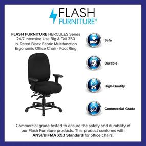 img 2 attached to 💪 Flash Furniture HERCULES Series 24/7 Intensive Use Big & Tall 350 lb. Rated Black Fabric Multifunction Ergonomic Office Chair with Foot Ring - Comfortable and Durable option for Heavy-duty Workspaces