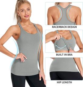 img 2 attached to ATTRACO Women's Ribbed Workout Tank Tops with Built-in Bra: Racerback Scoop Neck Athletic Top for Enhanced Performance and Comfort