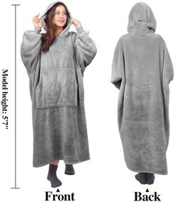 img 3 attached to 🧥 Cozy Warmth on the Go: Women's Blanket Sweatshirt Hoodie with Sleeves and Giant Pocket - Light Gray