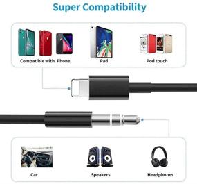 img 2 attached to 🔌 [Apple MFi сертифицирован] 3.5мм AUX аудио стерео кабель для iPhone 11 Lightning на автомобильную/домашнюю стереосистему/наушники/колонку Совместим с iPhone 11/XS/XR/X 8 7 6/iPad, iPod (3.3FT черный)