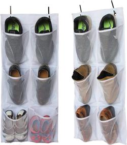 img 3 attached to 👟 Maximize Storage Space with KIMBORA 6 Large Mesh Pocket Hanging Shoe Rack Organizer - Pack of 2