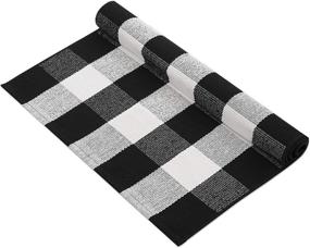 img 4 attached to 🏠 MUBIN Hand-Woven Indoor/Outdoor Cotton Buffalo Plaid Rug 27.5 x 43 Inches - Black & White Check Rugs for Layered Door Mats, Washable Carpet for Front Porch, Kitchen, Farmhouse & Entryway