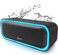 🔊 динамик doss soundbox pro portable bluetooth - 20 ватт стереозвук, активный дополнительный бас, защита ipx5 от воды, беспроводная стереопара, многоцветная подсветка, время воспроизведения 20 часов - черный. логотип