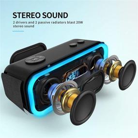 img 3 attached to 🔊 Динамик DOSS SoundBox Pro Portable Bluetooth - 20 ватт стереозвук, активный дополнительный бас, защита IPX5 от воды, беспроводная стереопара, многоцветная подсветка, время воспроизведения 20 часов - черный.