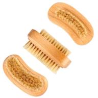 🧼 3-piece natural bamboo fingernail brushes – natural cleaning nail brush set – wooden nail scrub brush for manicure, pedicure, toenail, fingernail – adult & kids supplies (bright color) logo