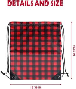 img 3 attached to 🎅 Stylish & Spacious: Christmas Buffalo Plaid Drawstring Bag Set - Ideal Santa Sack for Gifts & Goodies at Christmas Parties (Black with Red)