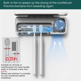 img 1 attached to 🦷 UV Toothbrush Sanitizer with 5-Slot Fan Drying & Drill-Free Wall Mounted Holder - Rechargeable Sterilizer for Family Use in Bathroom