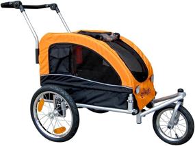 img 4 attached to 🐶 Booyah Medium Dog Stroller & Pet Bike Trailer with Suspension - Orange: Convenient and Stylish Ride for your Furry Friend