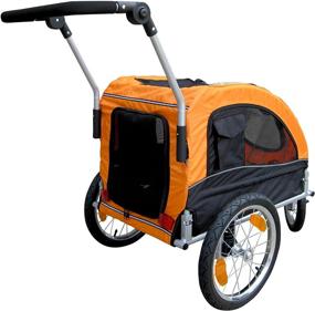 img 3 attached to 🐶 Booyah Medium Dog Stroller & Pet Bike Trailer with Suspension - Orange: Convenient and Stylish Ride for your Furry Friend