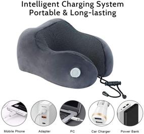 img 1 attached to 🔥 Heating Neck Pillow: Rechargeable Neck Support with Memory Foam, Breathable Velour Cover, Adjustable Temperature for Neck Care