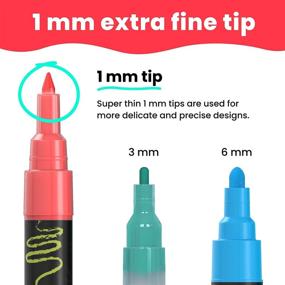 img 2 attached to Chalkola Extra Fine Tip Acrylic Paint Pens - Set of 15, Ideal for Rock, 🎨 Canvas, Wood, Ceramic, Glass - Water Based Non Toxic Ink, Art Markers for Kids and Adults