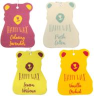 🚗 happy wax scented hanging car cub air freshener - cute car freshener with essential oils - relax & refresh variety pack (fresh cotton, lemon verbena, vanilla orchid, calming lavender) logo