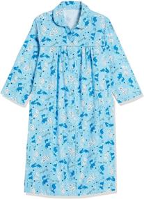 img 1 attached to Cozy and Convenient: AmeriMark Soft Flannel Cotton Duster Robe Housecoat with Snaps and Patch Pockets