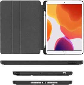 img 1 attached to 📱 Supveco iPad 10.2 Case with Pencil Holder 2021/2020/2019 - Premium Shockproof Stand Cover (Black)