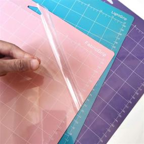 img 1 attached to 🔷 3pcs 12x12" Cutting Mat Set for Cricut Maker/Explore Air 2/Air/One - StandardGrip, LightGrip, StrongGrip, and FabricGrip Mats in Pink, Blue, and Purple