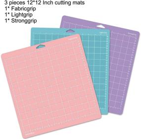 img 3 attached to 🔷 3pcs 12x12" Cutting Mat Set for Cricut Maker/Explore Air 2/Air/One - StandardGrip, LightGrip, StrongGrip, and FabricGrip Mats in Pink, Blue, and Purple