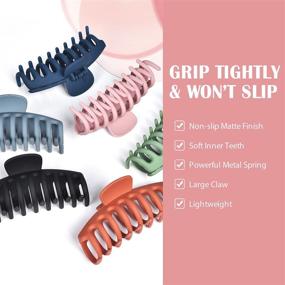 img 3 attached to 💇 Bealee Big Hair Claw Clips for Women and Girls, Nonslip Matte Hairclips for Thick and Thin Hair, 4 Inch Large Banana Jaw Clip Hair Accessories, Lightweight with Strong Hold, Available in 6 Colors (6 Packs)