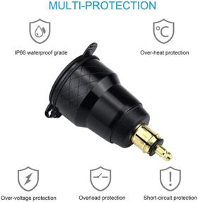 img 2 attached to 🔌 Cllena DIN Подключение Hella к адаптеру двойного быстрого заряда USB с подсветкой вольтметра для мотоцикла BMW - Красный
